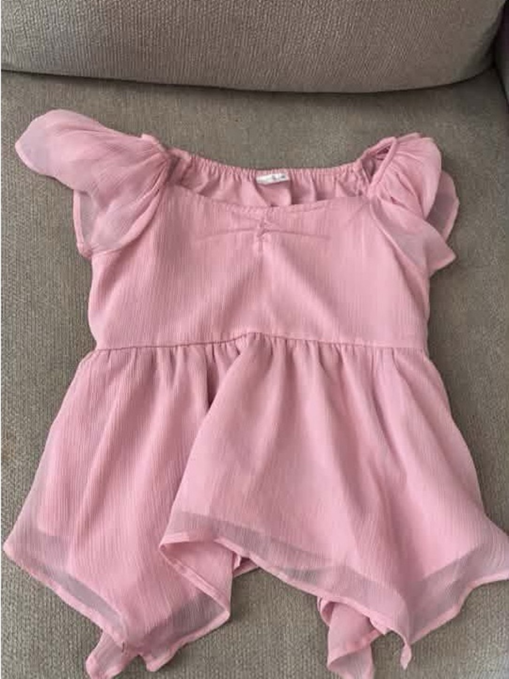 abercrombie kids Light Pink Flutter Sleeve Peplum Top